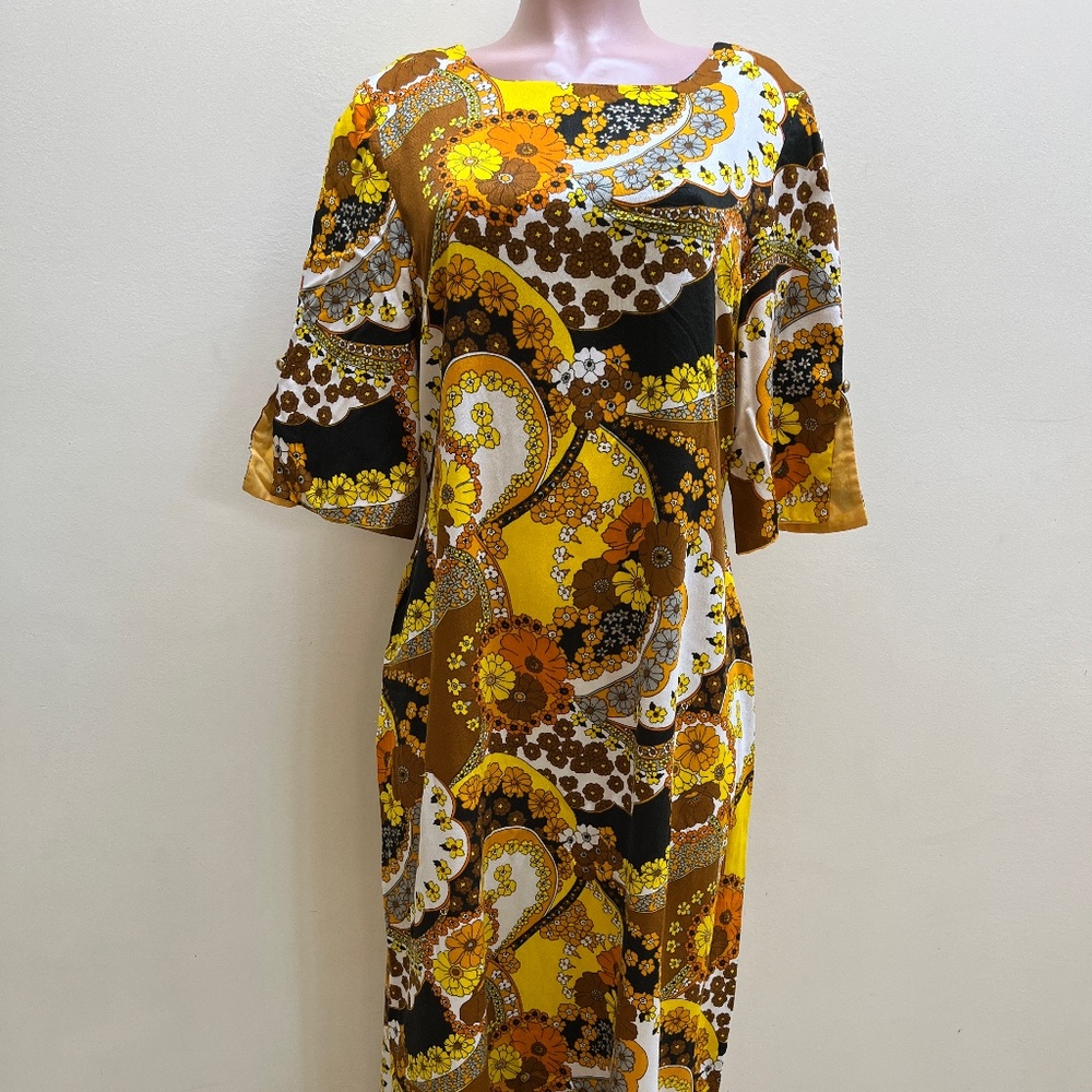 Vintage Groovy Long Hawaiian Dress - Mia Design Fabric